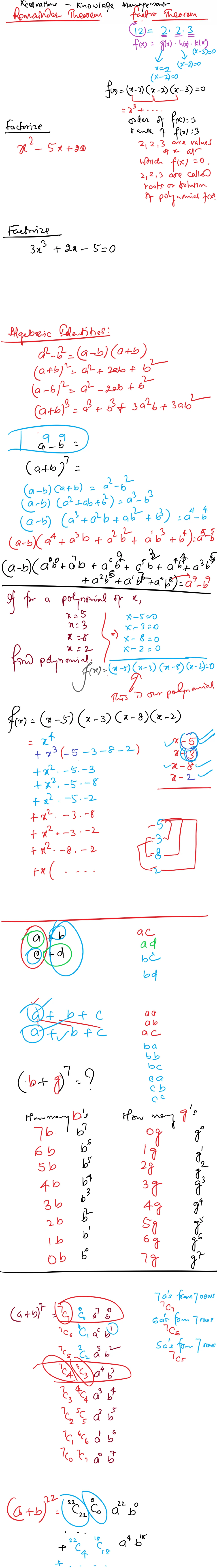 Hand-written notes from a live first lesson