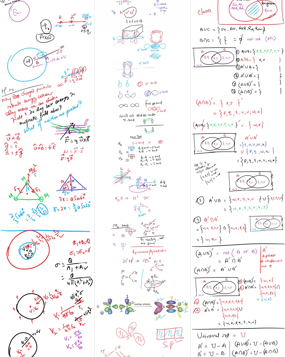 Notes spanning gravitation, organic chemistry and set theory